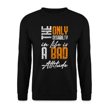 Fauteuil roulant Rolli Proverbes Humor Rollin - Sweat-shirt Unisexe - noir - Devant - Alina (178cm) & Michal (187cm)