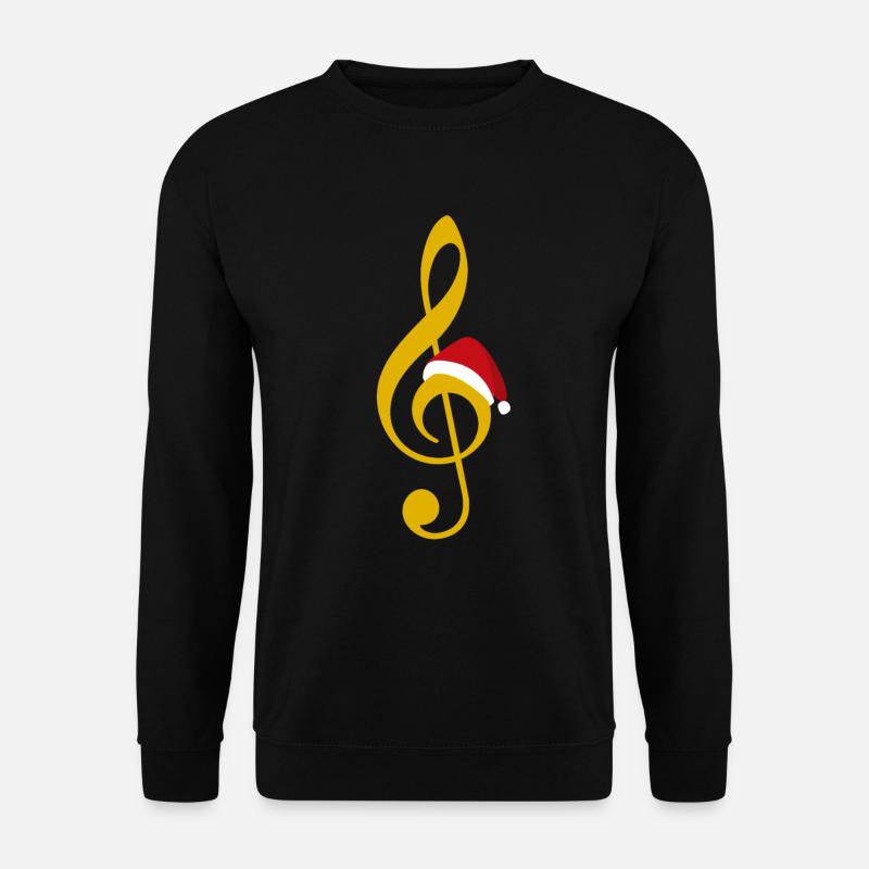 Notenschlüssel mit Weihnachtsmütze Musiker Present - Unisex Pullover - Schwarz
