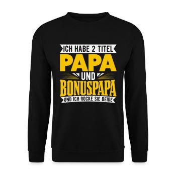 Bonuspapa Stiefvater - Unisex Pullover - Schwarz - Vorne - Alina (178cm) & Michal (187cm)