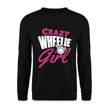 Rollstuhl Mädchen - Unisex Pullover - Schwarz - Vorne - Alina (178cm) & Michal (187cm)