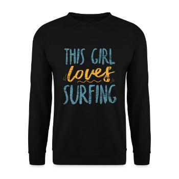 Surfergirl surfer girl - Unisex Sweatshirt - black - Front - Alina (178cm) & Michal (187cm)