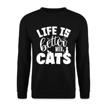 cats - Unisex Sweatshirt - black - Front - Alina (178cm) & Michal (187cm)