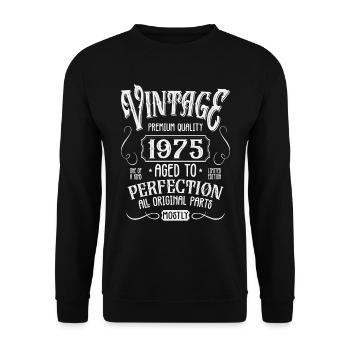Birthday born 1975 - Unisex Sweatshirt - black - Front - Alina (178cm) & Michal (187cm)
