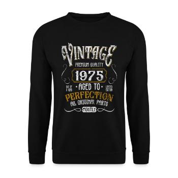 Birthday born in 1975 - Unisex Sweatshirt - black - Front - Alina (178cm) & Michal (187cm)