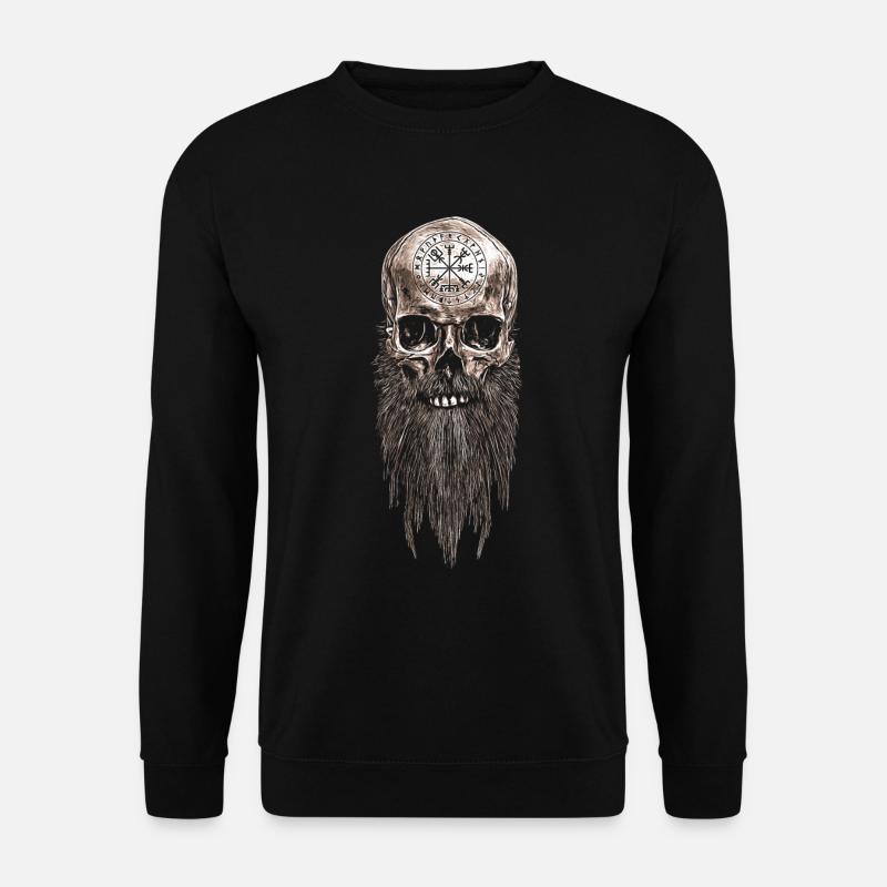 Wikinger Vikings Skull Schädel Vegvisir Bart - Unisex Pullover - Schwarz