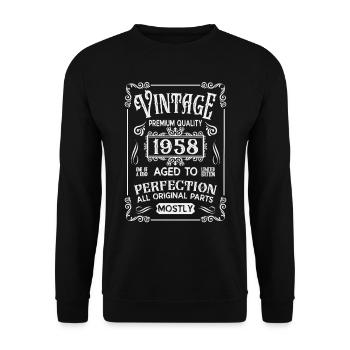 Birthday born in 1958 - Unisex Sweatshirt - black - Front - Alina (178cm) & Michal (187cm)
