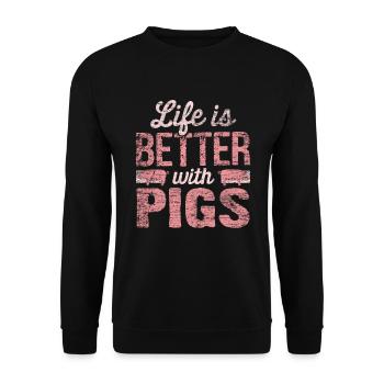 porc - Sweat-shirt Unisexe - noir - Devant - Alina (178cm) & Michal (187cm)