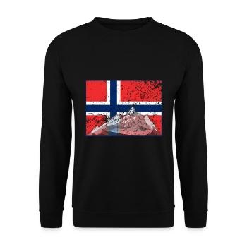 Vintage Norwegen Flagge Angeln Geschenk - Unisex Pullover - Schwarz - Vorne - Alina (178cm) & Michal (187cm)