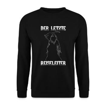 Der letzte Reiseleiter Sensenmann - Unisex Pullover - Schwarz - Vorne - Alina (178cm) & Michal (187cm)