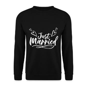 Party, Hochzeit, Feier | Hochzeitsgeschenke | JGA - Unisex Pullover - Schwarz - Vorne - Alina (178cm) & Michal (187cm)
