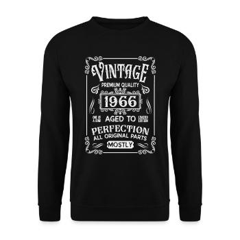Birthday born in 1966 - Unisex Sweatshirt - black - Front - Alina (178cm) & Michal (187cm)