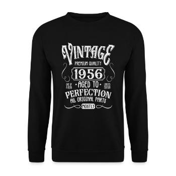 Birthday born in 1956 - Unisex Sweatshirt - black - Front - Alina (178cm) & Michal (187cm)