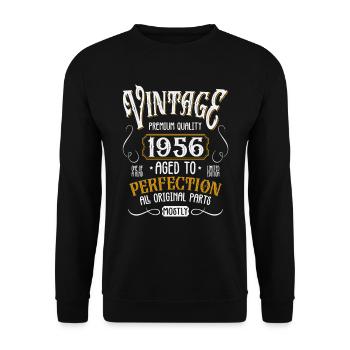 Birthday born in 1956 - Unisex Sweatshirt - black - Front - Alina (178cm) & Michal (187cm)