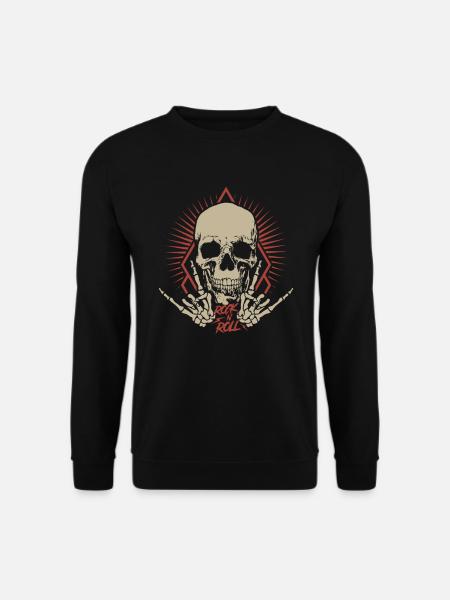 Rock n Roll Totenkopf Hardrock Metal Fan Geschenk - Unisex Pullover - Schwarz
