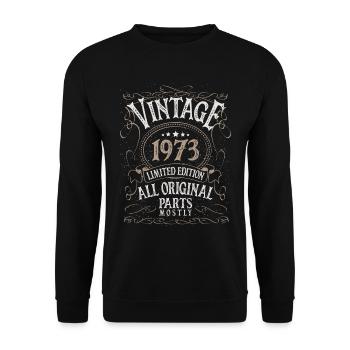 Birthday born in 1973 - Unisex Sweatshirt - black - Front - Alina (178cm) & Michal (187cm)