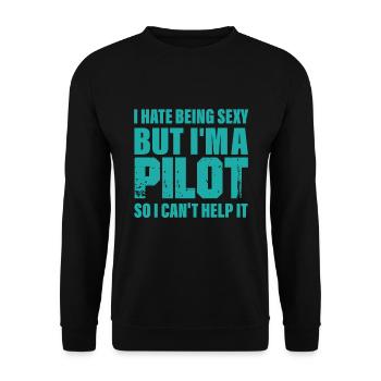 pilot - Unisex Sweatshirt - black - Front - Alina (178cm) & Michal (187cm)