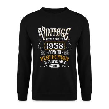 Birthday born in 1958 - Unisex Sweatshirt - black - Front - Alina (178cm) & Michal (187cm)