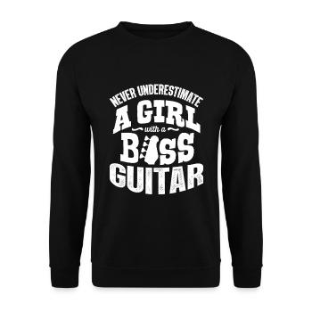 Guitare basse - Sweat-shirt Unisexe - noir - Devant - Alina (178cm) & Michal (187cm)