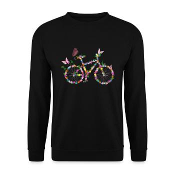 Vélo avec fleurs - Sweat-shirt Unisexe - noir - Devant - Alina (178cm) & Michal (187cm)
