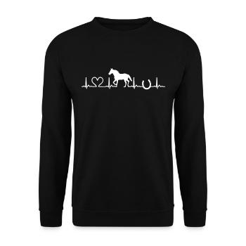 Herzschlag reiten - Unisex Pullover - Schwarz - Vorne - Alina (178cm) & Michal (187cm)