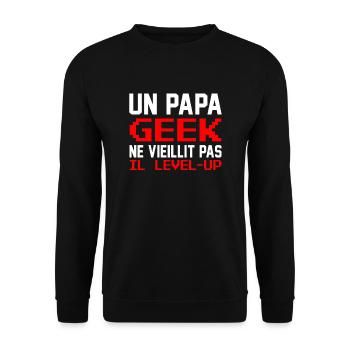 Papa Geek - Unisex Sweatshirt - black - Front - Alina (178cm) & Michal (187cm)