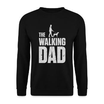 The Walking Dad - Hund Gassi gehen mit Herrchen - Unisex Pullover - Schwarz - Vorne - Alina (178cm) & Michal (187cm)