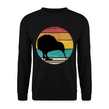 Retro Kiwi Neuseeland Vintage New Zealand Reise - Unisex Pullover - Schwarz - Vorne - Alina (178cm) & Michal (187cm)