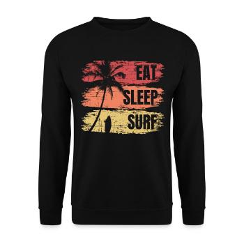 Eat Sleep Surf Miami Beach Surfer Style - Unisex Sweatshirt - black - Front - Alina (178cm) & Michal (187cm)