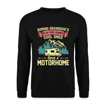 Camping en camping-car | Cadeau Grand-père Camper Camping - Sweat-shirt Unisexe - noir - Devant - Alina (178cm) & Michal (187cm)