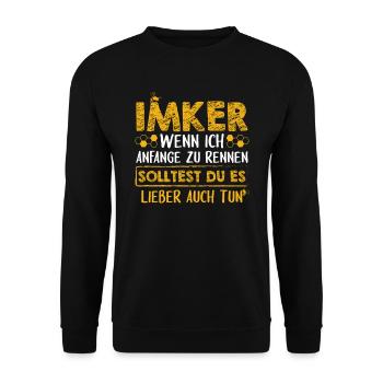 Imker wenn ich anfange zu rennen - Imkerei Bienen - Unisex Pullover - Schwarz - Vorne - Alina (178cm) & Michal (187cm)