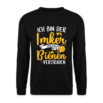 Ich bin der Imker dem die Bienen vertrauen Imkern - Unisex Pullover - Schwarz - Vorne - Alina (178cm) & Michal (187cm)