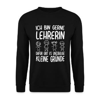 Ich bin Lehrerin - Unisex Pullover - Schwarz - Vorne - Alina (178cm) & Michal (187cm)