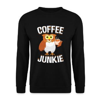 Coffee junkie owl caffeine coffee drinker - Unisex Sweatshirt - black - Front - Alina (178cm) & Michal (187cm)