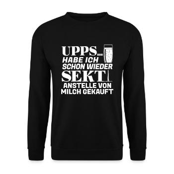 Sekt Schaumwein Prickelbrause Puffbrause Sektglas - Unisex Pullover - Schwarz - Vorne - Alina (178cm) & Michal (187cm)