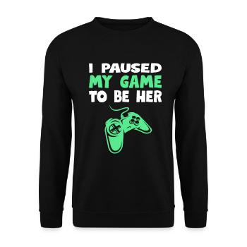 J'ai mis mon jeu en pause - Sweat-shirt Unisexe - noir - Devant - Alina (178cm) & Michal (187cm)