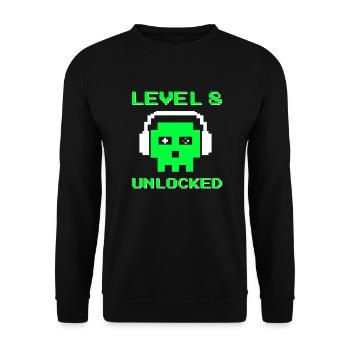 Level 8 Unlocked 8th Birthday Boy Gamer Gambler - Unisex Sweatshirt - black - Front - Alina (178cm) & Michal (187cm)