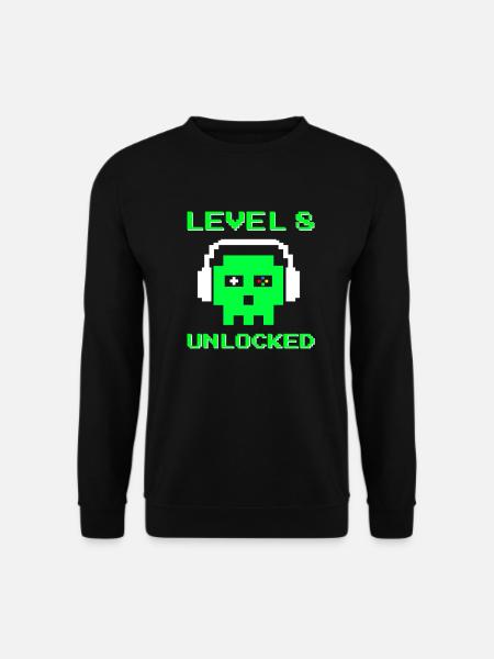 Level 8 Unlocked 8. Geburtstag Jungen Gamer Zocker - Unisex Pullover - Schwarz