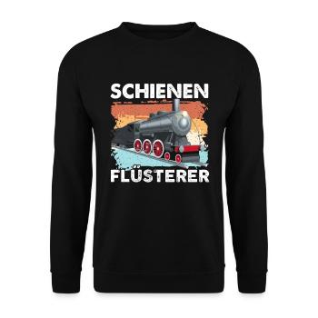 Zug Eisenbahn Lokomotive Modelleisenbahn Geschenk - Unisex Pullover - Schwarz - Vorne - Alina (178cm) & Michal (187cm)