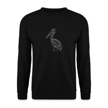 Pelican - one line drawing - Unisex Sweatshirt - black - Front - Alina (178cm) & Michal (187cm)