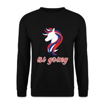 T-shirt Isi Going cheval islandais - Sweat-shirt Unisexe - noir - Devant - Alina (178cm) & Michal (187cm)