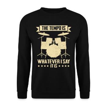 Drummer Schlagzeug Schlagzeuger Drums Band Musiker - Unisex Pullover - Schwarz - Vorne - Alina (178cm) & Michal (187cm)
