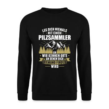 Pilzsammler Pilzsaison Pilze Sammeln Pilzsucher - Unisex Pullover - Schwarz - Vorne - Alina (178cm) & Michal (187cm)