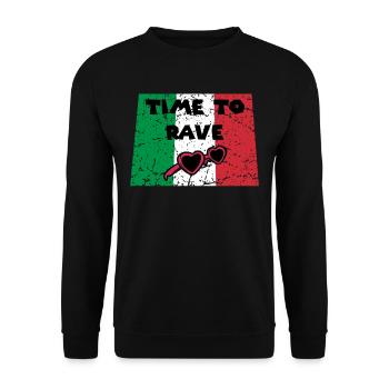 Italien DJ Rave Techno Electro Party Festival - Unisex Pullover - Schwarz - Vorne - Alina (178cm) & Michal (187cm)