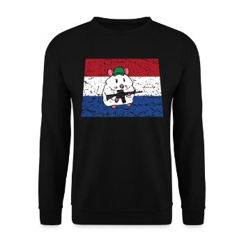 Hamster soldier Netherlands military rifle shooter - Unisex Sweatshirt - black - Front - Alina (178cm) & Michal (187cm)