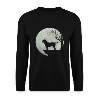 Hund Labrador Mond Lustige Geschenke Mann Frau - Unisex Pullover - Schwarz - Vorne - Alina (178cm) & Michal (187cm)