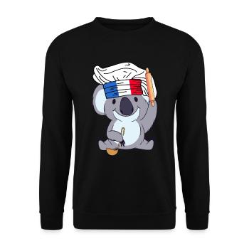 Frankreich Koch Koala Bäcker Paris Cuisine Chef - Unisex Pullover - Schwarz - Vorne - Alina (178cm) & Michal (187cm)