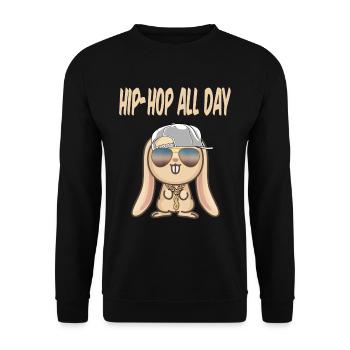 Cool bunny rabbit hip hop rap flex urban idea - Unisex Sweatshirt - black - Front - Alina (178cm) & Michal (187cm)