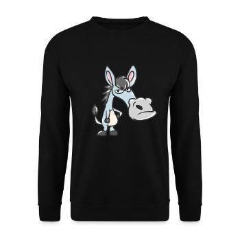 Süße Esel Kinder Comic Esel Maultier Zugtier Muli - Unisex Pullover - Schwarz - Vorne - Alina (178cm) & Michal (187cm)