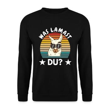 Lustiges Geschenk für Lama Alpaka Fans - Unisex Pullover - Schwarz - Vorne - Alina (178cm) & Michal (187cm)