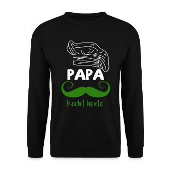 Papa Vatertag Koch Kochen Backen Grillen Geschenk - Unisex Pullover - Schwarz - Vorne - Alina (178cm) & Michal (187cm)